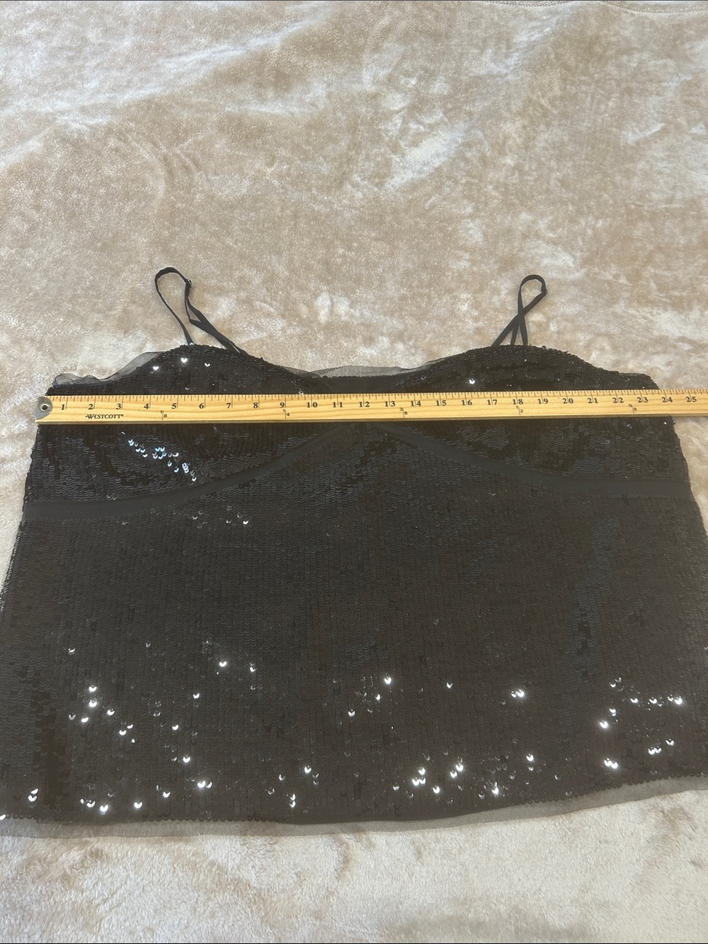 J.Crew womens size 2X The Sequined Tulle Camisole Black Tank Top NEW glam y2k - Picture 5 of 11